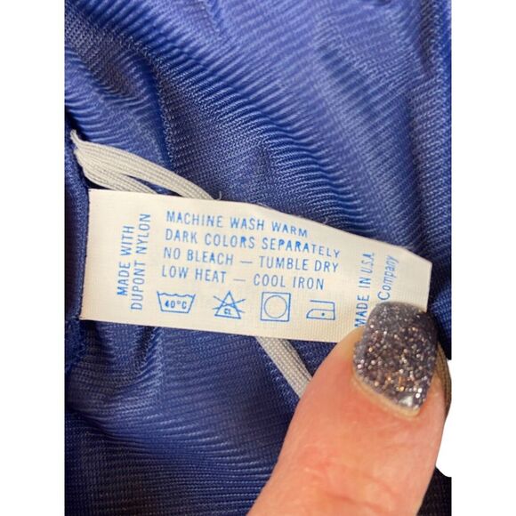 Vanity Fair Sleepwear Set Navy Blue Womens Large All Nylon Lightweight Button - Picture 7 of 16